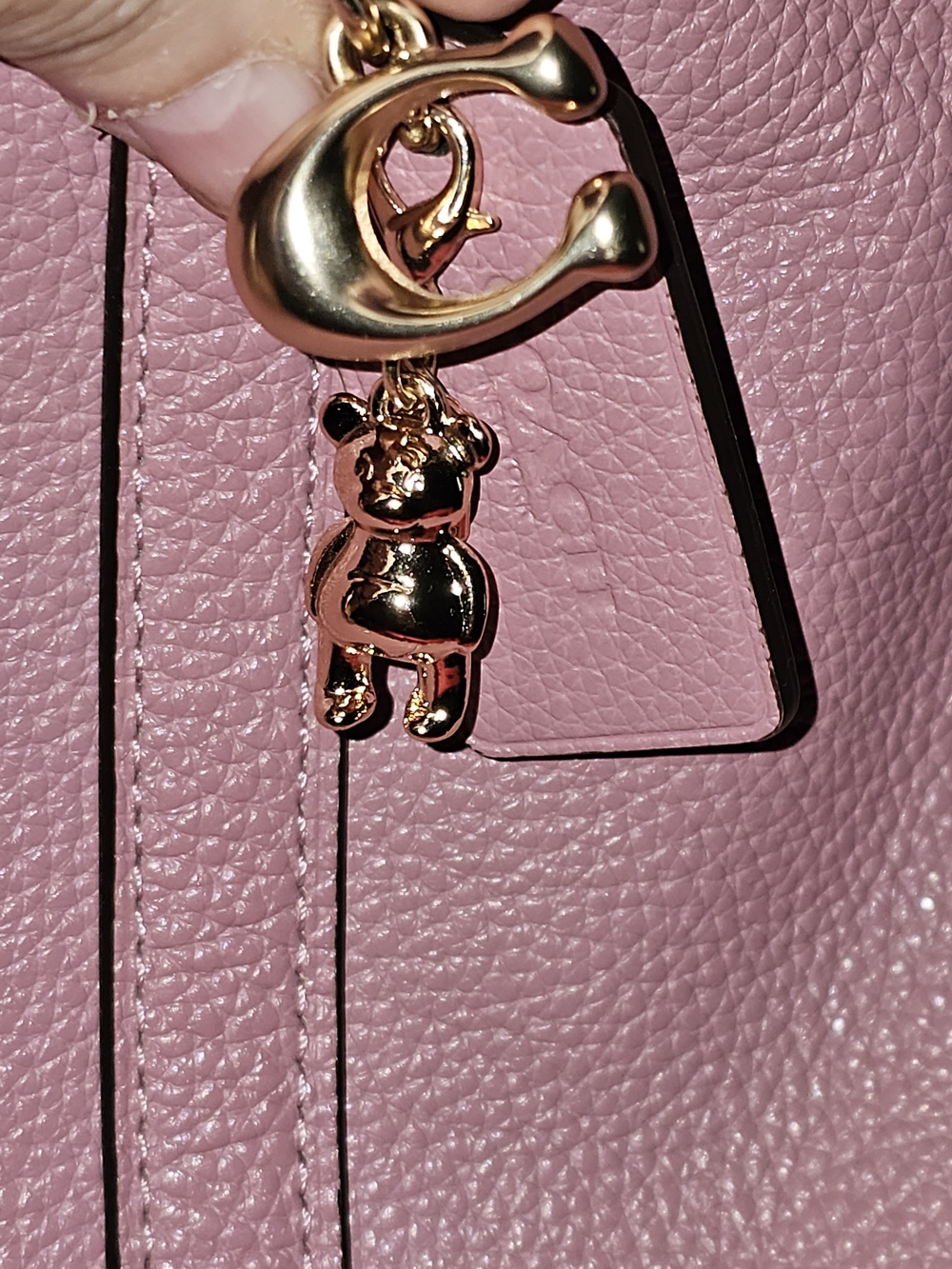 Coach Pink Leather Tote with Scarf Accent - Picture 5 of 11